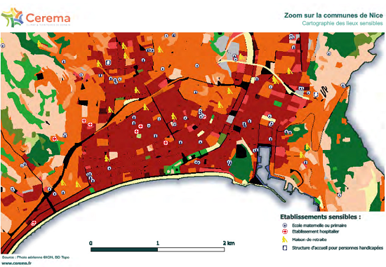A Nice, les géodonnées et la cartogérance permettent de localiser les îlots de chaleur urbains. Photo : Cerema