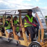 Le vélo-bus scolaire de Salignac entend diminuer l'impact les polluants atmosphériques issus du trafic routier. Photo : C.M.
